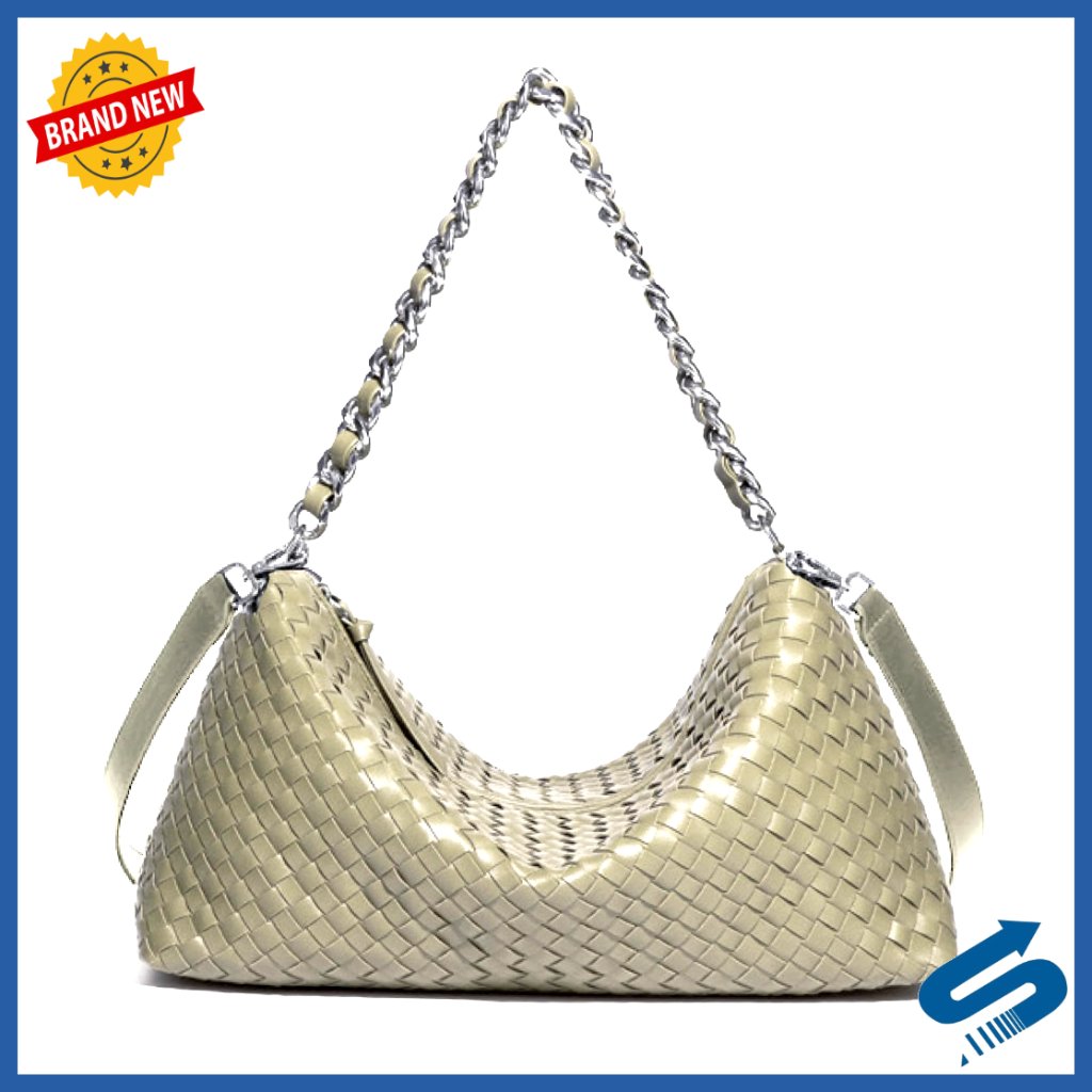 Vegan Leather Woven Shoulder Tote Bag With Top Handle Large Capacity